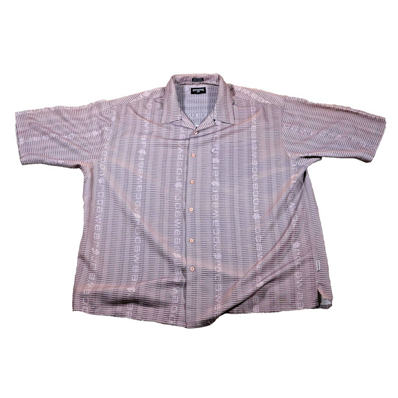 Rocawear Shirt Mens 2XL Purple Gray Button Up Short Sleeve All Over Print Logo - Picture 1 of 7